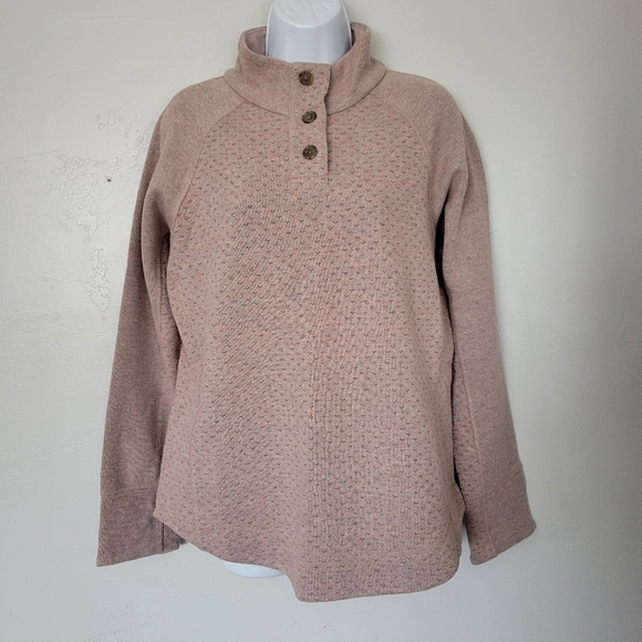 Prana Women's Medium Frozen Falls Light Pink Grey Pullover Sweater Wool Blend - Picture 1 of 7